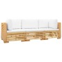 Set Divani da Giardino 3 pz con Cuscini Legno Massello di Teak