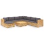 Set Divani da Giardino 9 pz con Cuscini Legno Massello di Teak