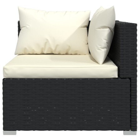 Set Salotto da Giardino 8 pz con Cuscini in Polyrattan Nero