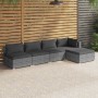 Set Divani da Giardino 5 pz con Cuscini in Polyrattan Grigio