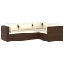 Set Divani da Giardino 4 pz con Cuscini in Polyrattan Marrone