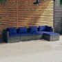 Set Divani da Giardino 5 pz con Cuscini in Polyrattan Grigio