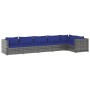 Set Divani da Giardino 6 pz con Cuscini in Polyrattan Grigio