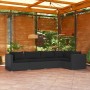 Set Divani da Giardino 5 pz con Cuscini in Polyrattan Nero