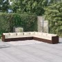 Set Divani da Giardino 9 pz con Cuscini in Polyrattan Marrone