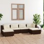 Set Divani da Giardino 6 pz con Cuscini in Polyrattan Marrone