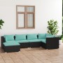 Set Salotto da Giardino 6 pz con Cuscini in Polyrattan Nero