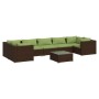 Set Divani da Giardino 8 pz con Cuscini in Polyrattan Marrone