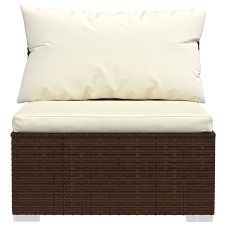 Set Divani da Giardino 9 pz con Cuscini in Polyrattan Marrone