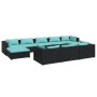 Set Divani da Giardino 10 pz con Cuscini in Polyrattan Nero