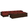 Set Divani da Giardino 10 pz con Cuscini in Polyrattan Marrone