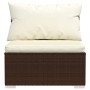 Set Divani da Giardino 5 pz con Cuscini in Polyrattan Marrone