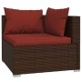 Set Divani da Giardino 4 pz con Cuscini in Polyrattan Marrone