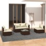 Set Divani da Giardino 5 pz con Cuscini in Polyrattan Marrone