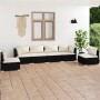 Set Divani da Giardino 6 pz con Cuscini in Polyrattan Nero