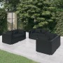 Set Divani da Giardino 6 pz con Cuscini in Polyrattan Nero