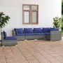 Set Divani da Giardino 6 pz con Cuscini in Polyrattan Grigio