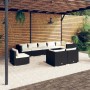 Set Salotto da Giardino 9 pz con Cuscini in Polyrattan Nero