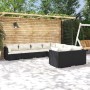 Set Divani da Giardino 8 pz con Cuscini in Polyrattan Nero