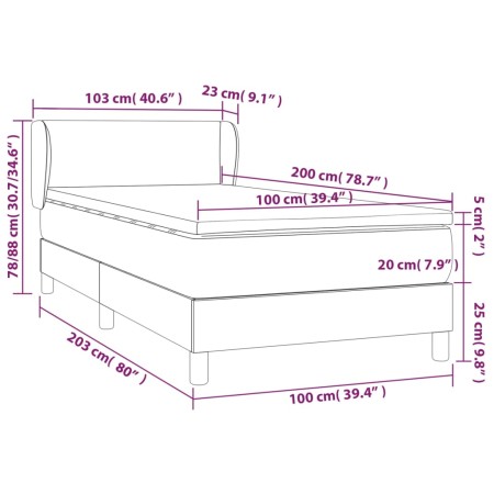 Giroletto a Molle con Materasso Grigio Chiaro100x200 cm Tessuto