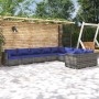 Set Divani da Giardino 9 pz con Cuscini in Polyrattan Grigio