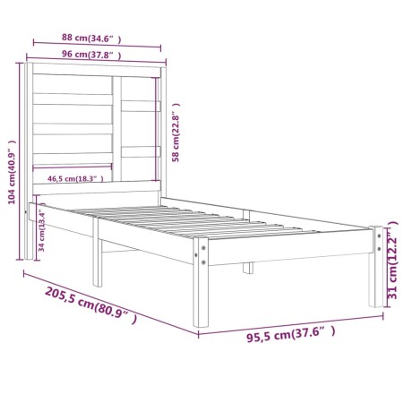 Giroletto Bianco in Legno Massello 90x200 cm