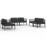 Set Divani da Giardino 6 pz con Cuscini in Alluminio Antracite
