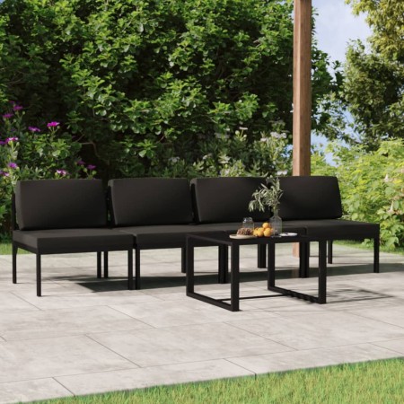 Set Divani da Giardino 5 pz con Cuscini in Alluminio Antracite