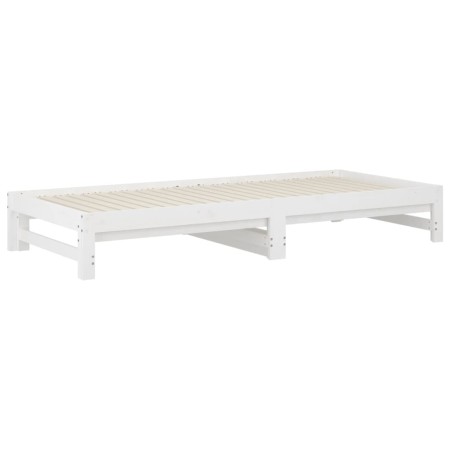 Dormeuse Estraibile Bianca 2x(90x200) cm Legno Massello di Pino