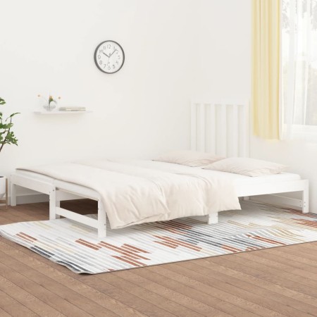 Dormeuse Estraibile Bianca 2x(90x200) cm Legno Massello di Pino