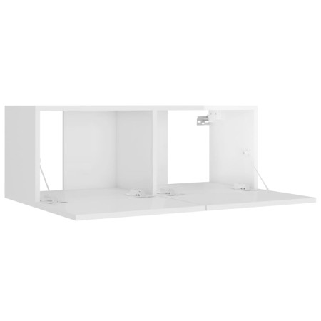 Set di Mobili Porta TV 4 pz Bianco Lucido in Legno Multistrato