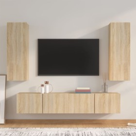 Set di Mobili Porta TV 4 pz Rovere Sonoma in Legno Multistrato