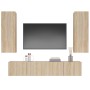 Set di Mobili Porta TV 4 pz Rovere Sonoma in Legno Multistrato