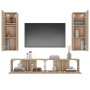 Set di Mobili Porta TV 4 pz Rovere Sonoma in Legno Multistrato