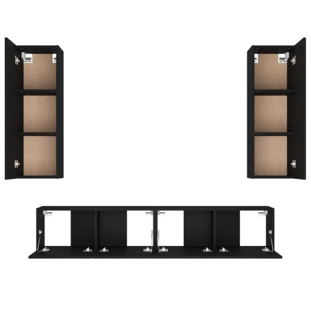 Set Mobili Porta TV 4 pz Nero in Legno Multistrato