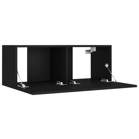 Set Mobili Porta TV 4 pz Nero in Legno Multistrato