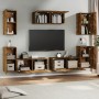 Set di Mobili Porta TV 7 pz Rovere Fumo in Legno Multistrato