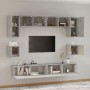 Set Mobili Porta TV 8pz Grigio Cemento in Legno Multistrato