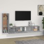 Set Mobili Porta TV 3 pz Grigio Sonoma in Legno Multistrato