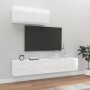 Set Mobili Porta TV 3 pz Bianco Lucido in Legno Multistrato