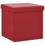 Sgabello con Contenitore Pieghevole Rosso Vino in PVC