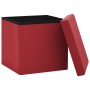 Sgabello con Contenitore Pieghevole Rosso Vino in PVC