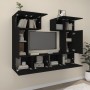 Set Mobili Porta TV 6 pz Nero in Legno Multistrato