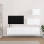 Set di Mobili Porta TV 4 pz Bianco Lucido in Legno Multistrato