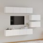 Set di Mobili Porta TV 6 pz Bianco Lucido in Legno Multistrato