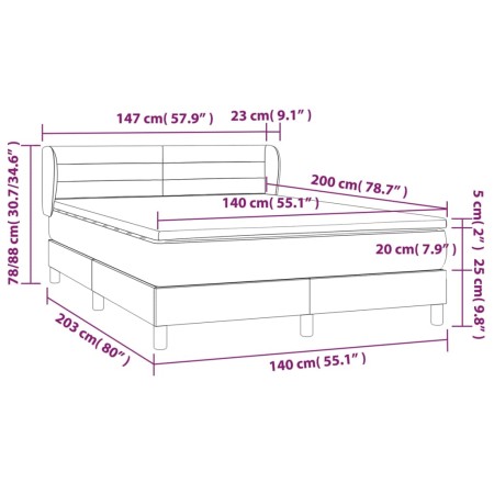 Giroletto a Molle con Materasso Marrone Scuro 140x200cm Tessuto