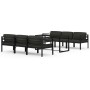 Set Divani da Giardino 7 pz con Cuscini in Alluminio Antracite