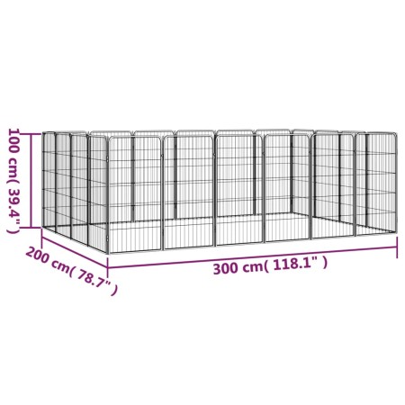 Box Cani 20 Pannelli Nero 50x100 cm Acciaio Verniciato Polvere