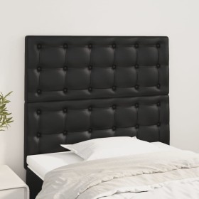 Testiera 2 pz Nero 90x5x78/88 cm in Similpelle