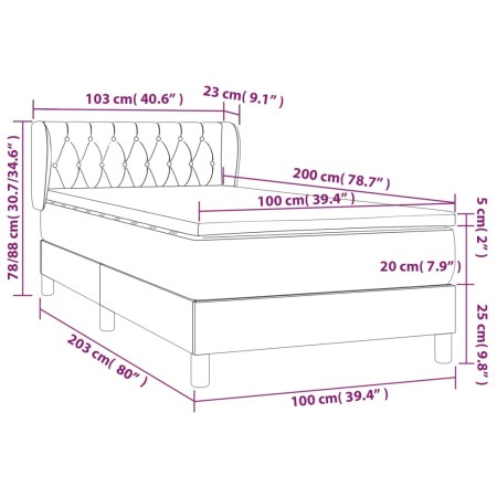 Giroletto a Molle con Materasso Marrone Scuro 100x200cm Tessuto